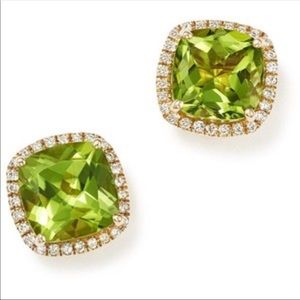 14k Solid White/Yellow Gold  CZ Halo Stud Earrings